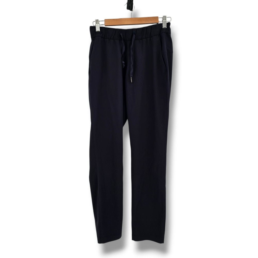 Lululemon Athletica On The Fly Pant Navy Blue Straight Leg‎ Drawstring Size 4